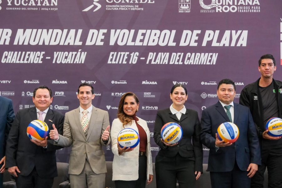 Anuncian Mara Lezama y Rommel Pacheco Tour Mundial de Voleibol de Playa Elite 16 en Playa del Carmen