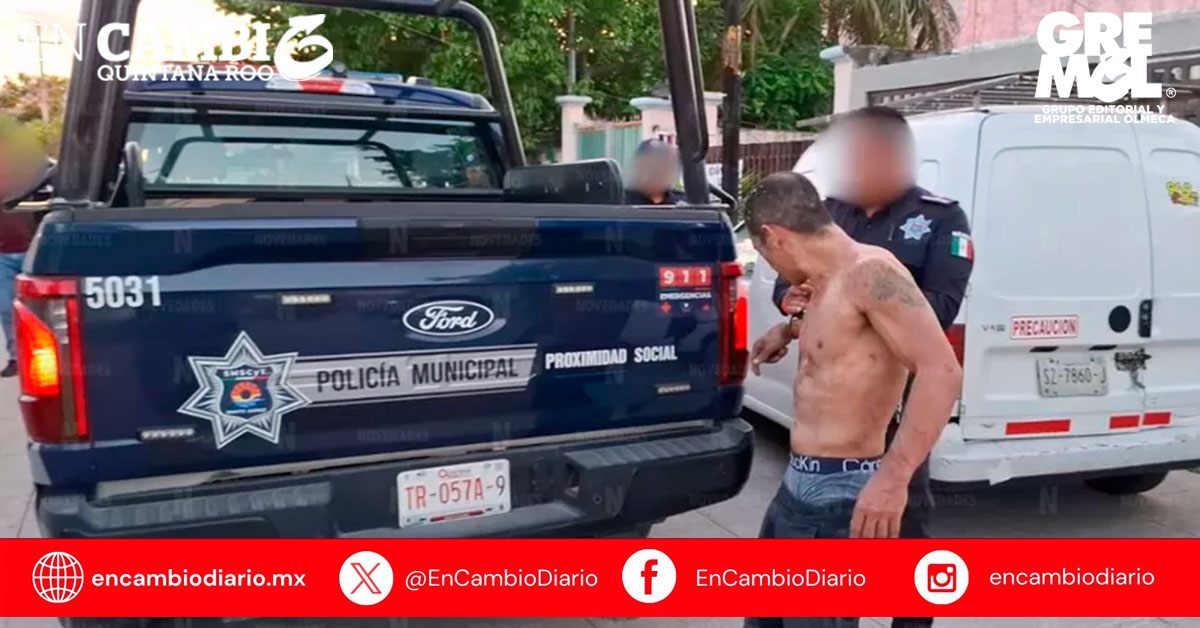 Detienen a hombre por agredir físicamente a su pareja en la Región 230 de Cancún