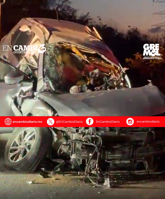 Choque frontal en la avenida Chac Mool deja al menos cuatro lesionados; conductor presuntamente manejaba en estado de ebriedad