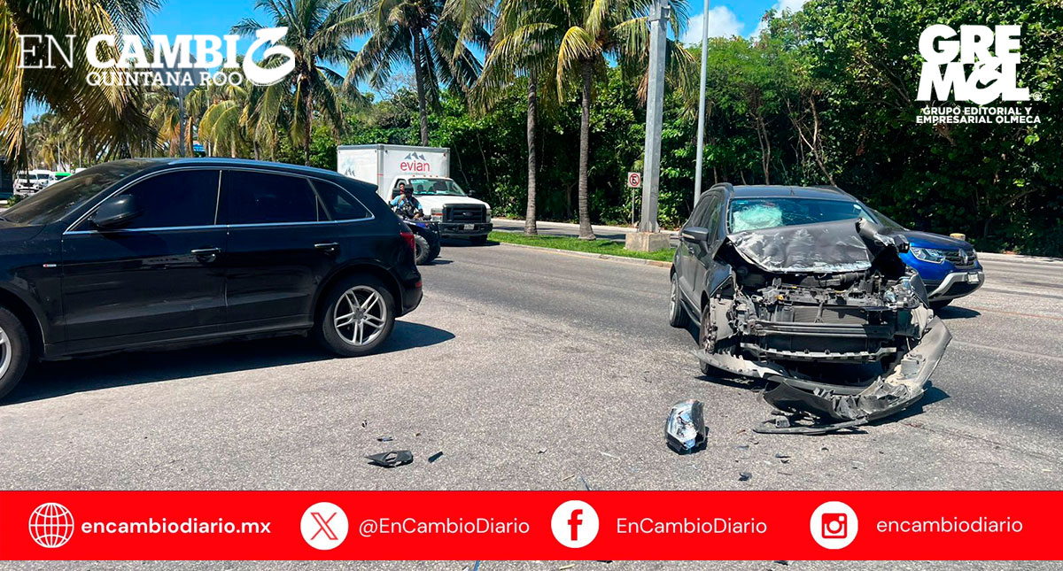 Choque vehicular en la Zona Hotelera de Cancún deja un lesionado