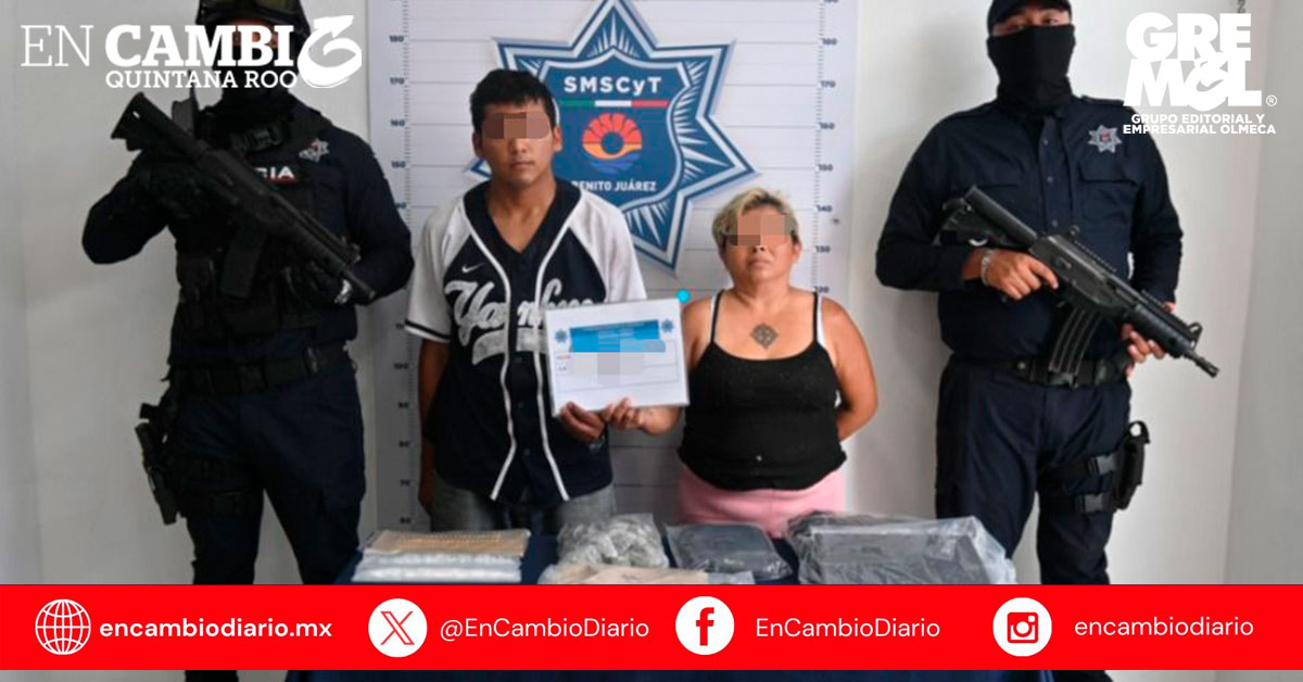 Detienen a dos personas por presunto narcomenudeo en la Supermanzana 259 de Cancún