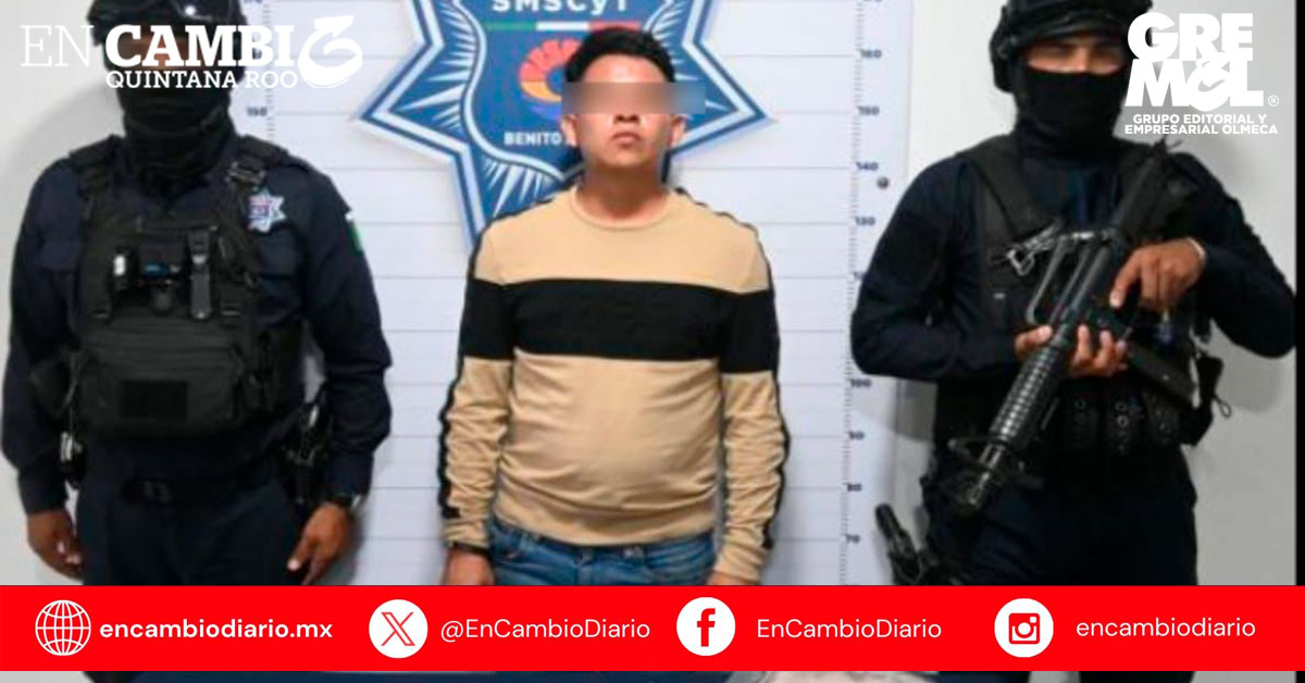 Detienen a hombre con presuntas drogas en la Supermanzana 107 de Cancún