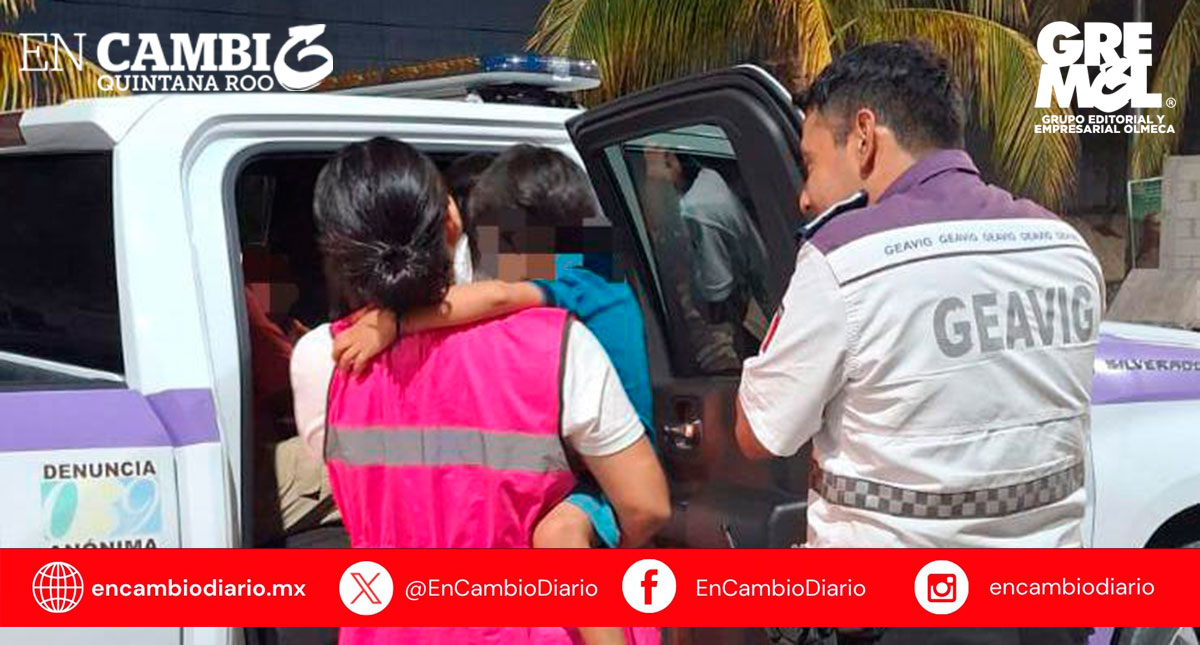Rescatan a tres menores con huellas de maltrato en la Sm. 216 de Cancún