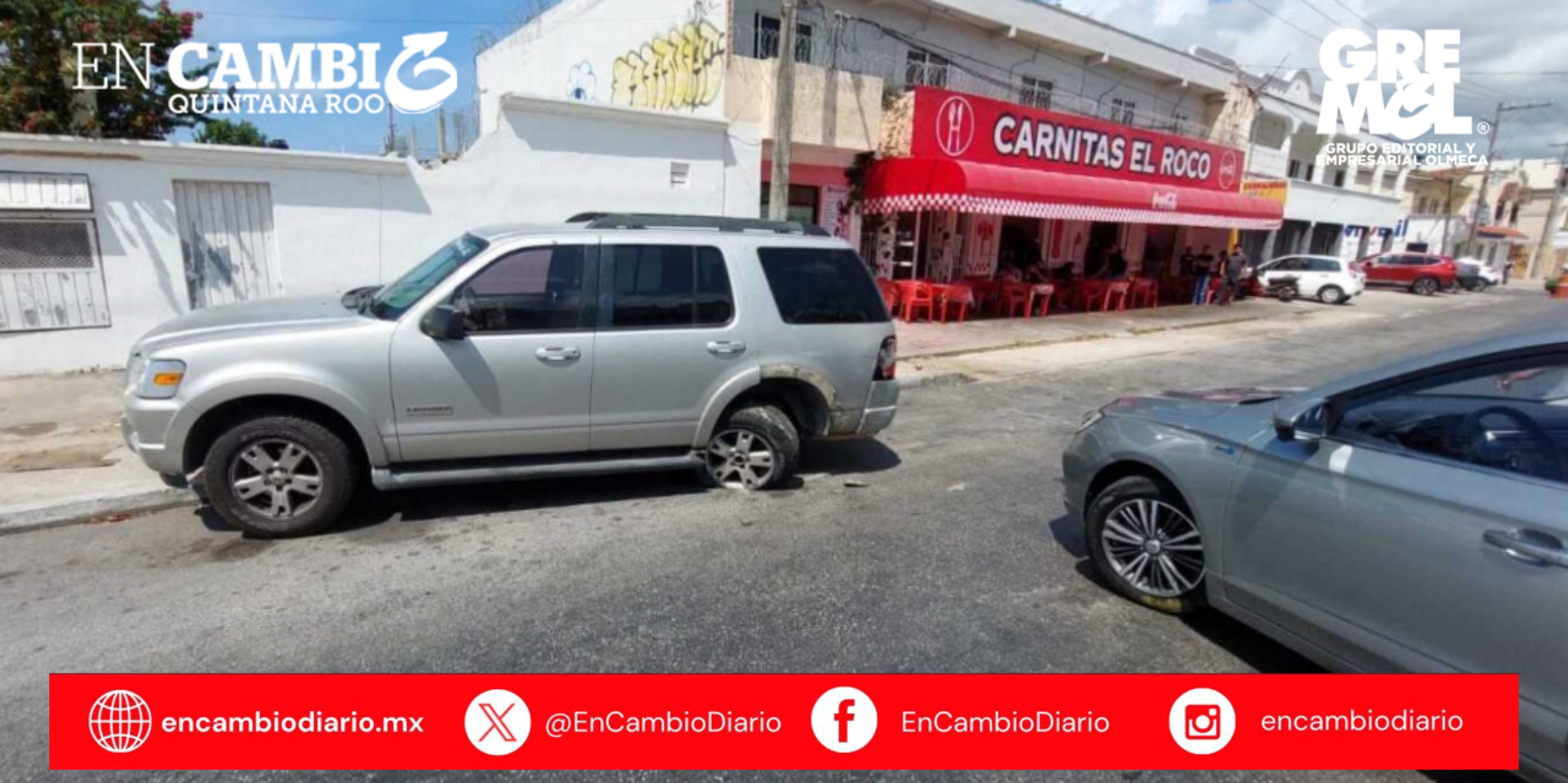 Conductor de la tercera edad pierde el control de su vehículo y embiste una camioneta estacionada en Constituyentes en Playa del Carmen