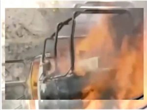 Cinco policías estatales calcinados en Frontera Comalapa