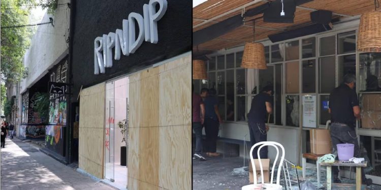 Continúan cerrados los comercios vandalizados en CDMX tras protesta antigentrificación