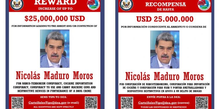 La DEA ofrece 25 mdd por Maduro