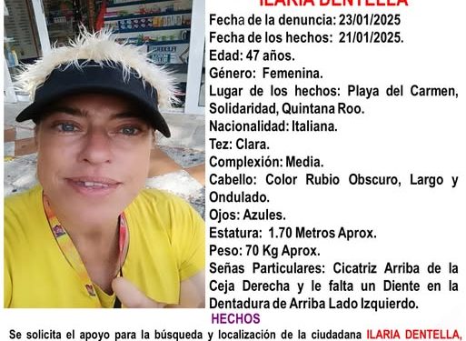 Aparece muerta italiana en Playa del Carmen tras ser reportada como desaparecida