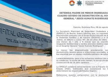 Bebé fallece en Cancún por grave desnutrición; la madre es detenida.