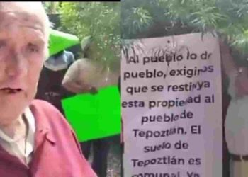 Comuneros se manifiestan frente a la casa de Noroña en Morelos