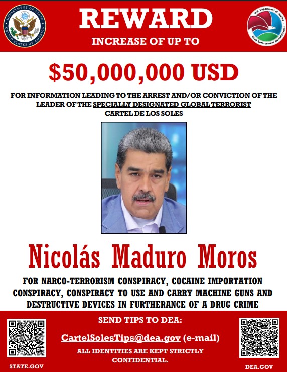 Recompensa contra Nicolás Maduro