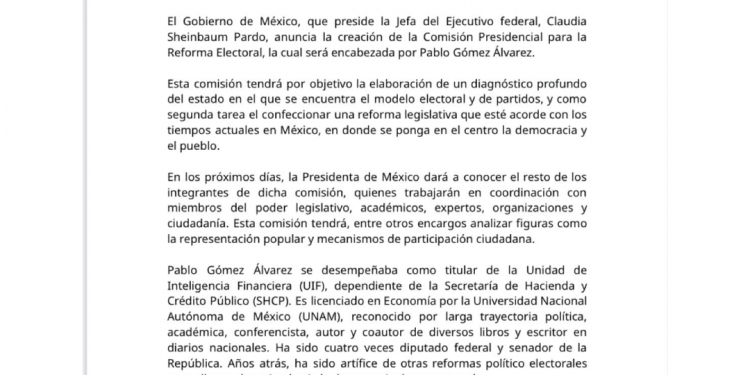 Nombran líder de la Comisión Presidencial: diseñará propuestas para actualizar el sistema de partidos