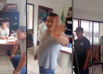 Alcalde golpea a su tesorero por desvío de recursos en el ayuntamiento de Pluma Hidalgo, Oaxaca