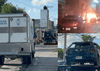 Localizan un cuerpo calcinado dentro de un vehículo en Cancún