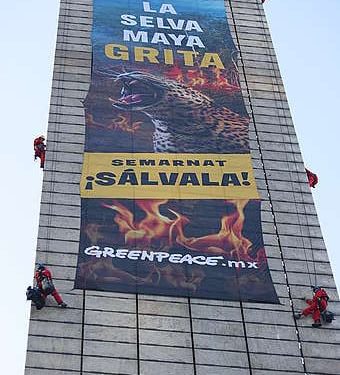 Greenpeace escala la Estela de Luz en CDMX