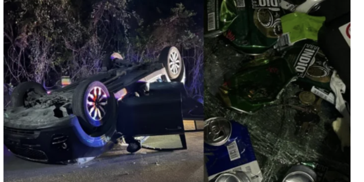 Conductor en estado de ebriedad vuelca su camioneta en la Supermanzana 225 de Cancún