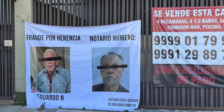 Exhiben estafadores mediante lonas en Mérida.