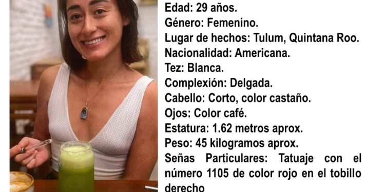 Ciudadana estadounidense desaparecida en Tulum