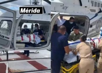 Trasladan a paciente con helicóptero de Playa del Carmen