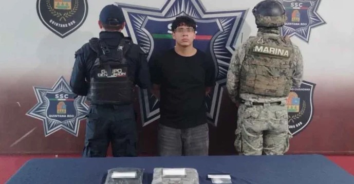 Detienen a sujeto con drogas en plena calle de la Supermanzana 249