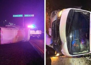 Dos volcaduras casi simultáneas se registran en el Boulevard Colosio durante la noche