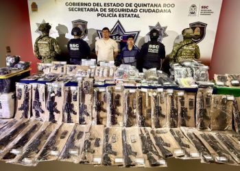 SSC y Marina detienen a presuntos integrantes del CJNG en Quintana Roo con arsenal y drogas
