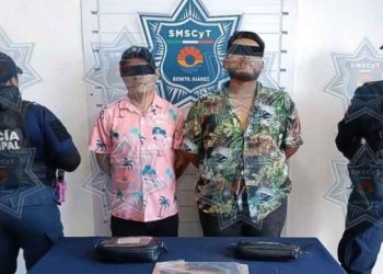 Detienen a dos hombres por presunta portación de arma durante operativo de vigilancia en Cancún
