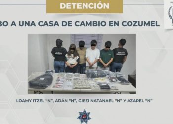Detienen en Cancún a familia acusada de robar más de 2.4 millones de pesos en casa de cambio de Cozumel