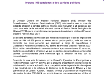 INE impone sanciones a partidos por irregularidades en afiliaciones e informes y exhibe fallas internas