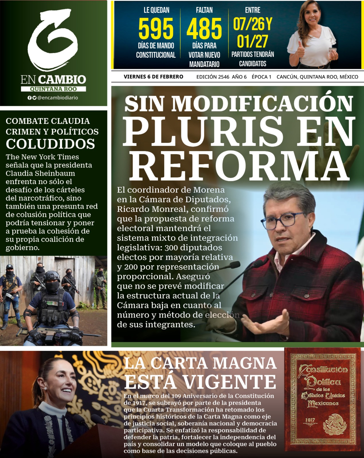 Contra Portada En Cambio Diario Quintana Roo 6 de febrero 2026 Contra Portada En Cambio Diario Quintana Roo 6 de febrero 2026