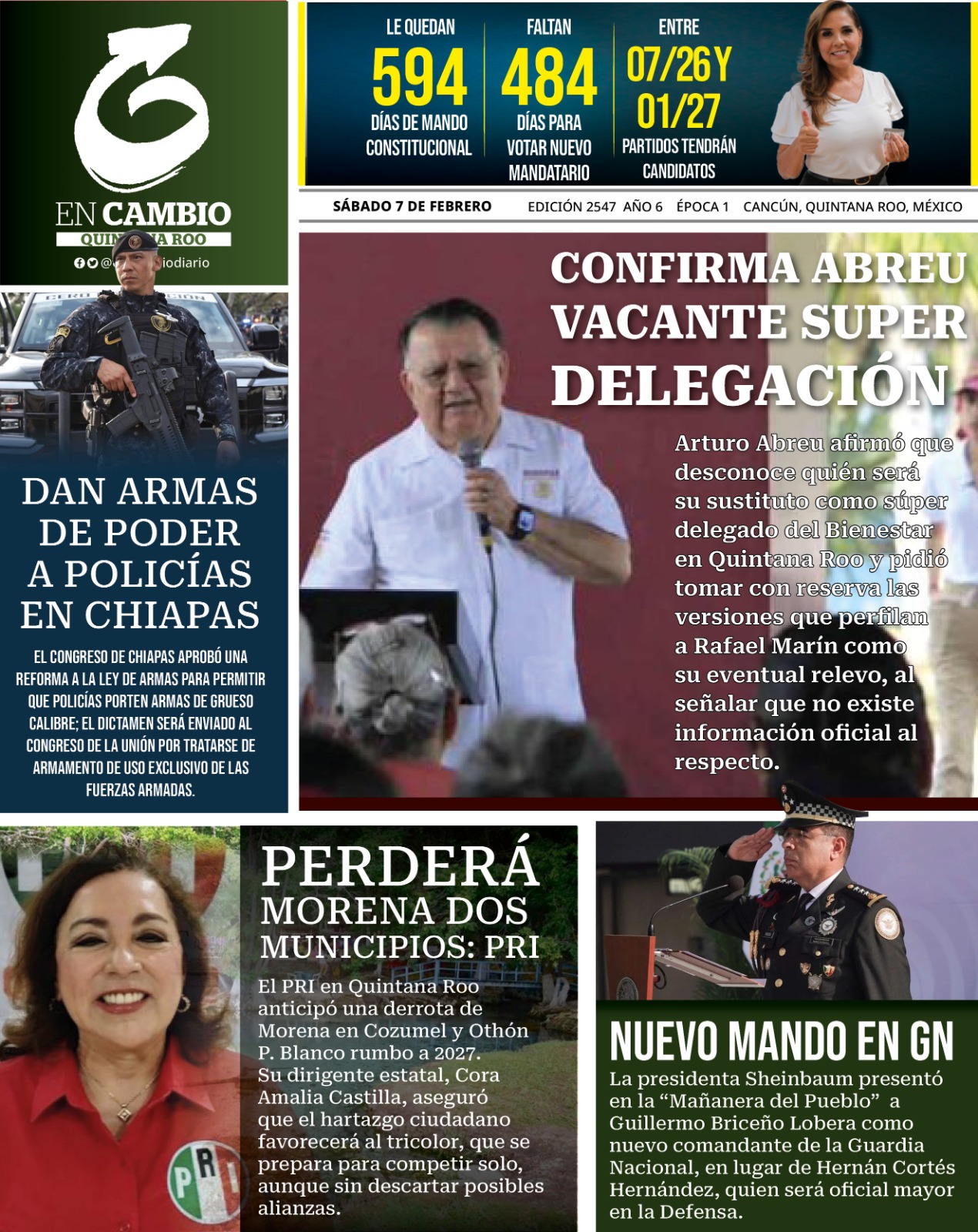 Contra Portada En Cambio Diario Quintana Roo 7 de enero 2026 Contra Portada En Cambio Diario Quintana Roo 7 de enero 2026