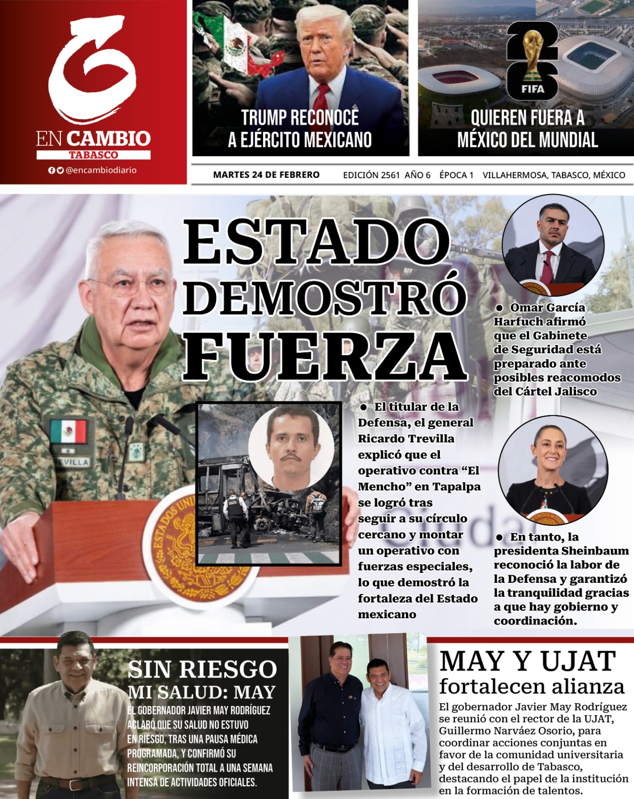 Contra Portada en cambio tabasco 24 feb 2026 Contra Portada en cambio tabasco 24 feb 2026