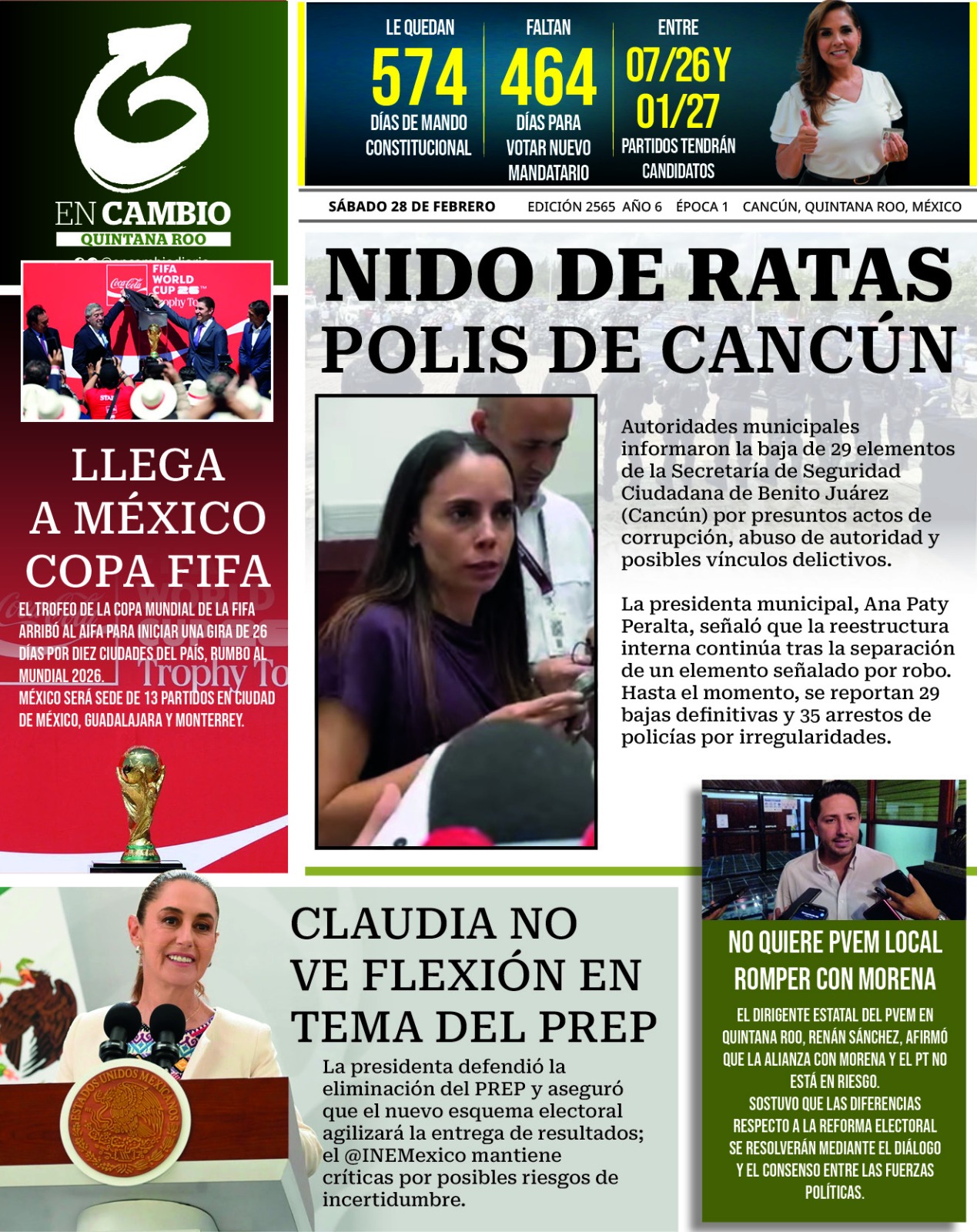 Contra portada En Cambio de Quintana Roo 28 de febrero 2026 Contra portada En Cambio de Quintana Roo 28 de febrero 2026