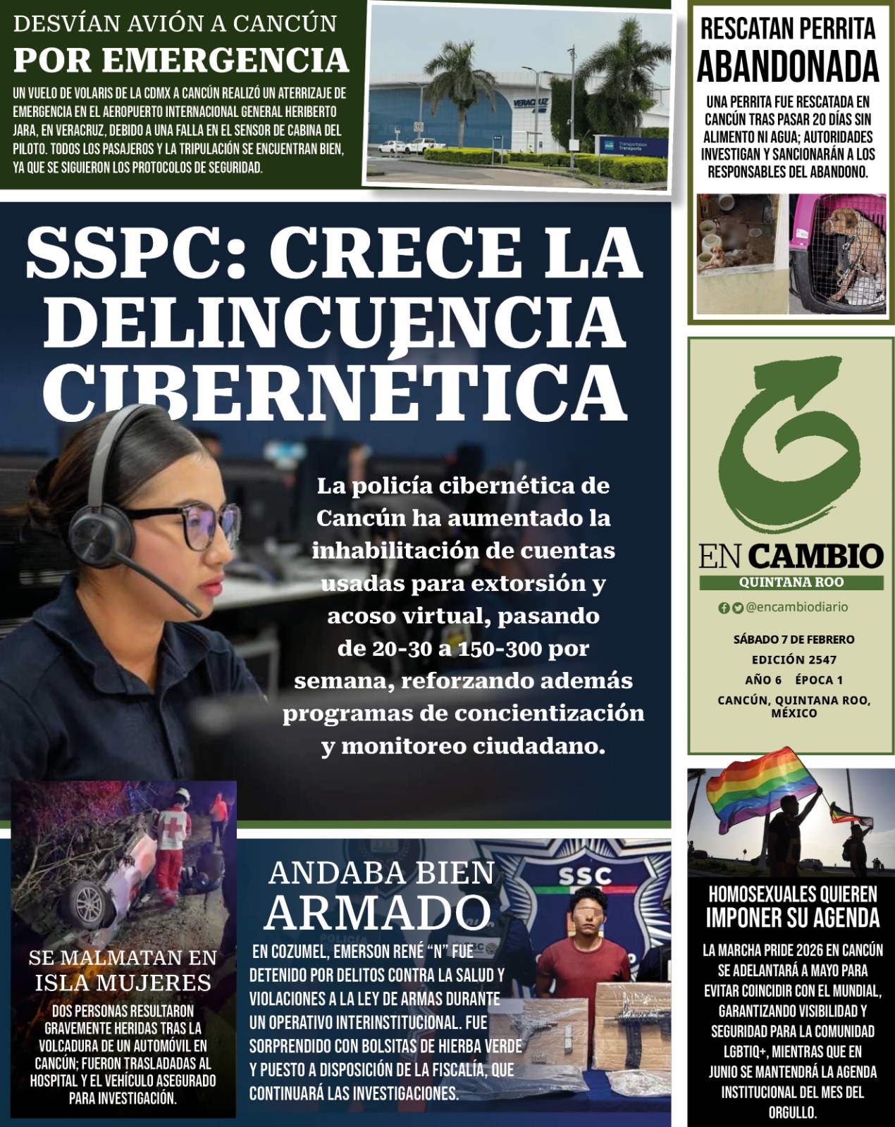 Portada En Cambio Diario Quintana Roo 7 de enero 2026 Portada En Cambio Diario Quintana Roo 7 de enero 2026
