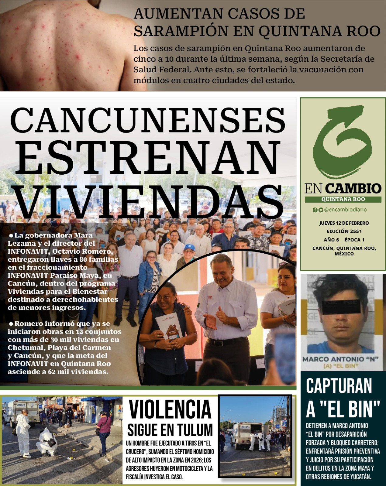 Portada En Cambio Diario Quintana Roo febrero 12 2026 Portada En Cambio Diario Quintana Roo febrero 12 2026