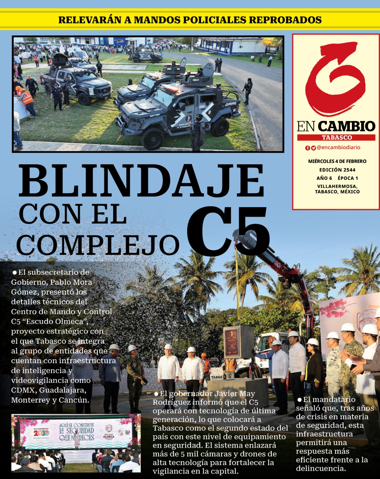 Portada En Cambio Diario de Tabasco 4 de febrero del 2026