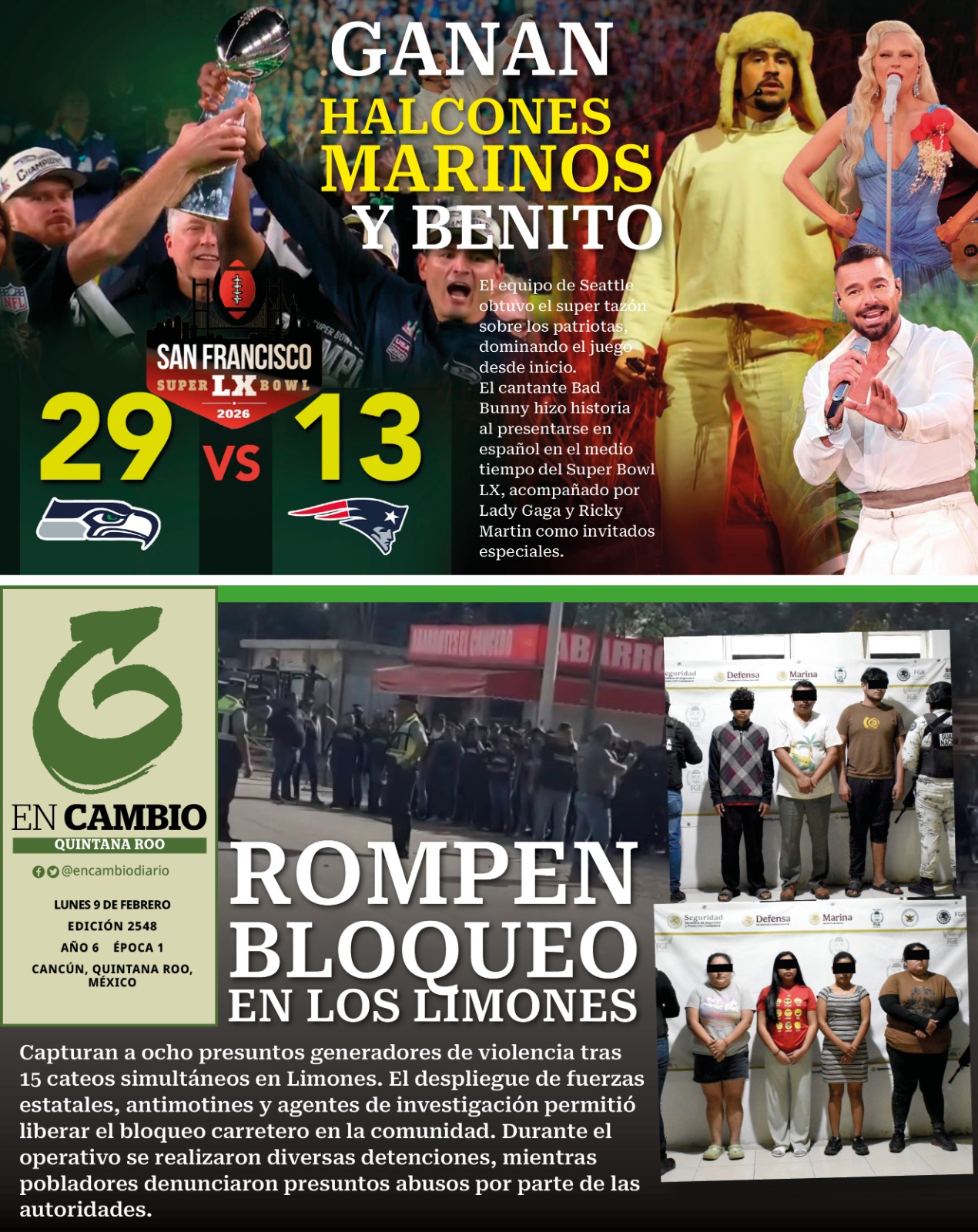 Portada En Cambio de Quintana Roo 9 de enero 2026 Portada En Cambio de Quintana Roo 9 de enero 2026