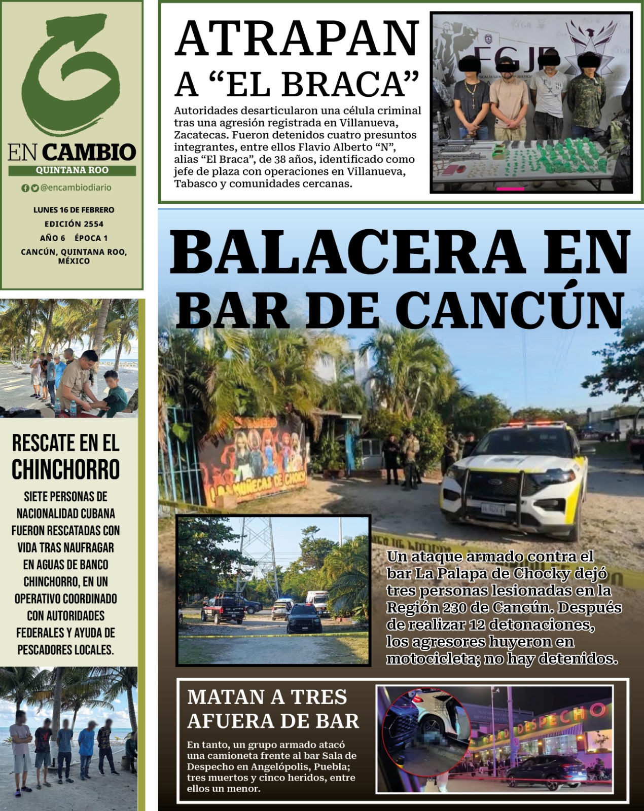 Portada en Cambio Quintana Roo 16 feb 2026 Portada en Cambio Quintana Roo 16 feb 2026