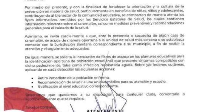 Filtros sanitarios en escuelas Quintana Roo ante sarampión