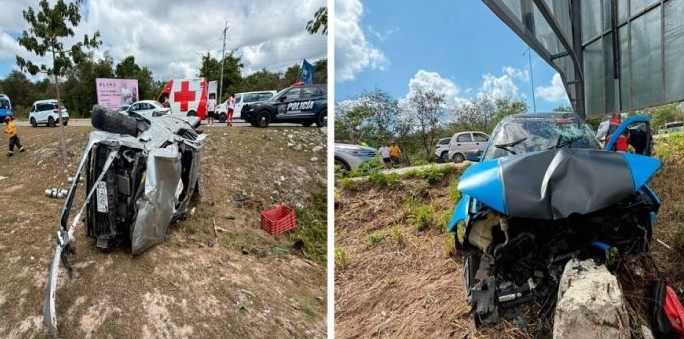 Accidente en bulevar Playa del Carmen deja cuatro lesionados y provoca caos vial