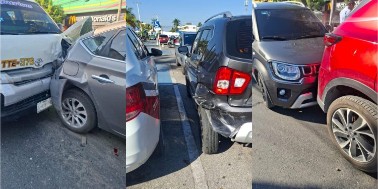 Carambola avenida Kabah Cancún genera tráfico