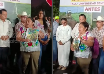 Mujer irrumpe evento Díaz Mena en Ticul Yucatán