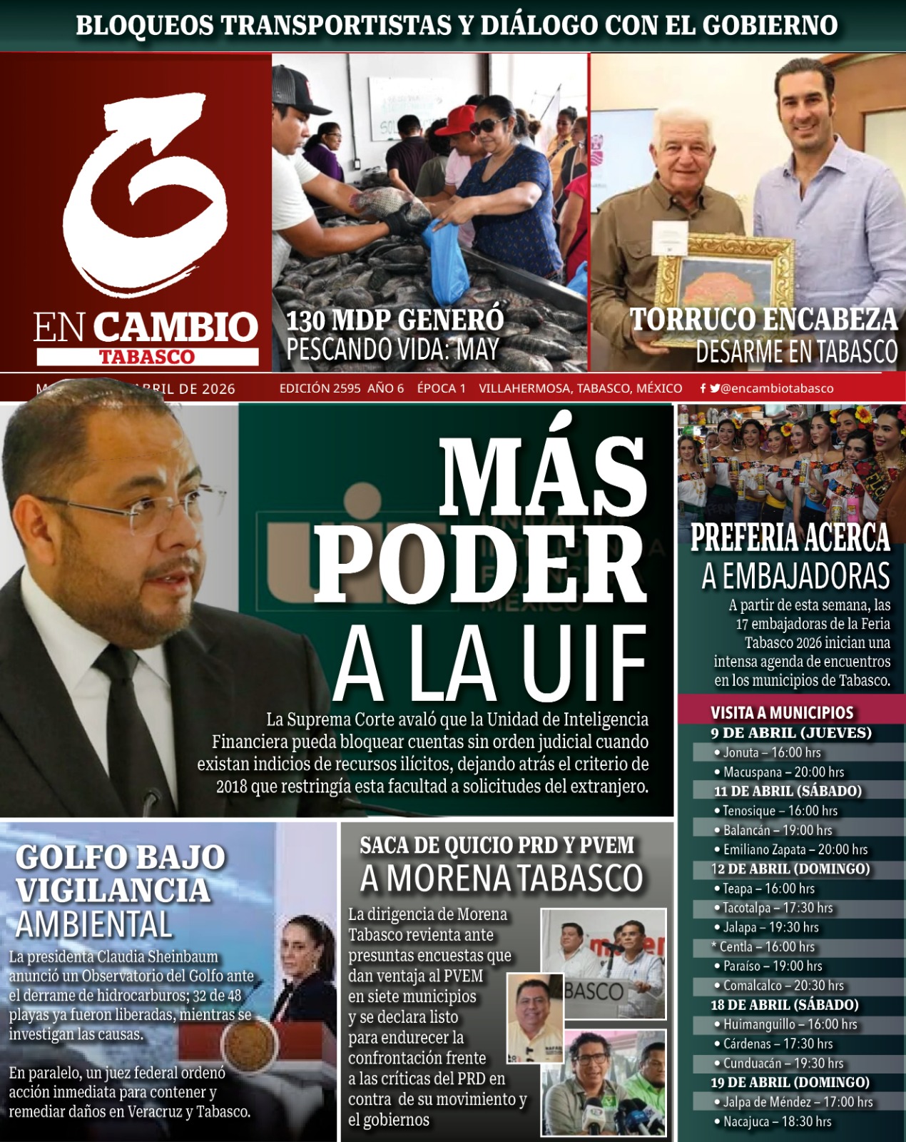 Portada en cambio tabasco 7 abril 2026