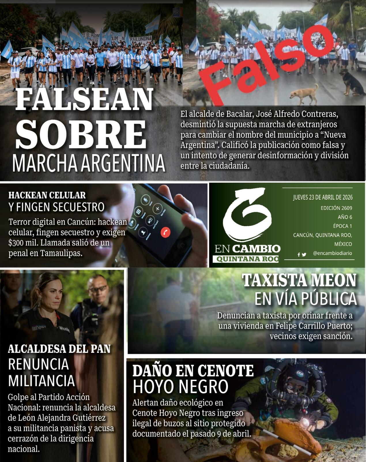 contraportada en cambio diario qroo 22 de abril 2026 contraportada en cambio diario qroo 22 de abril 2026