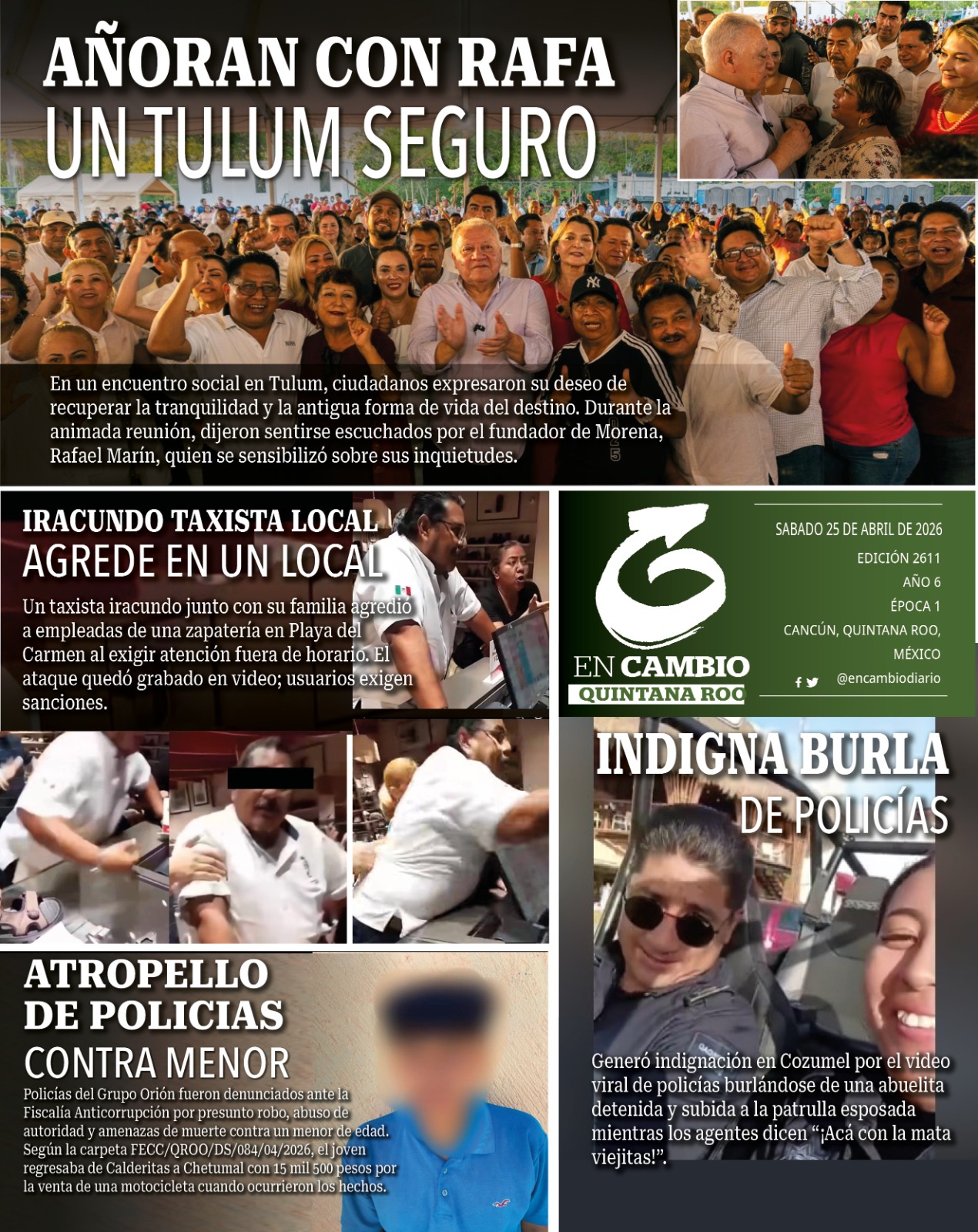 contraportada en cambio qroo 25 abril 2026 contraportada en cambio qroo 25 abril 2026