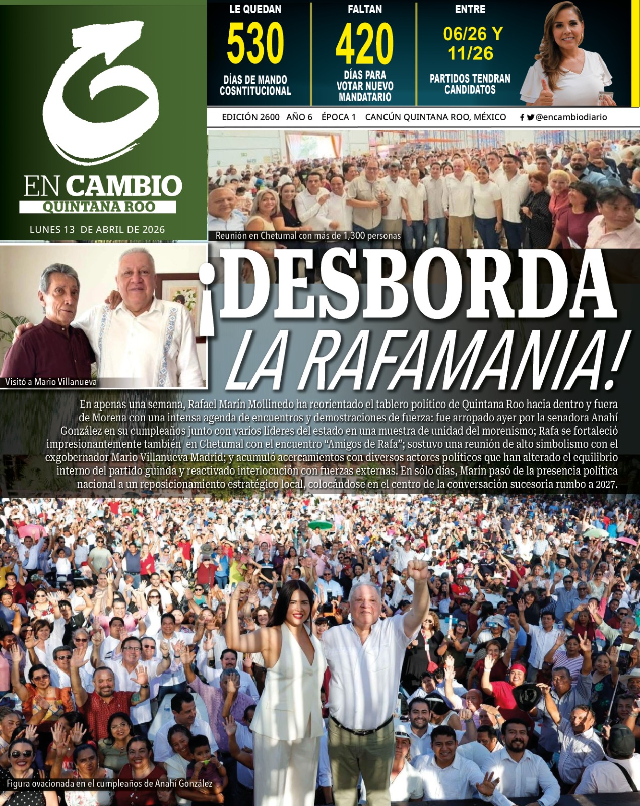 portada en cambio diario de qroo 13 abril 2026 portada en cambio diario de qroo 13 abril 2026