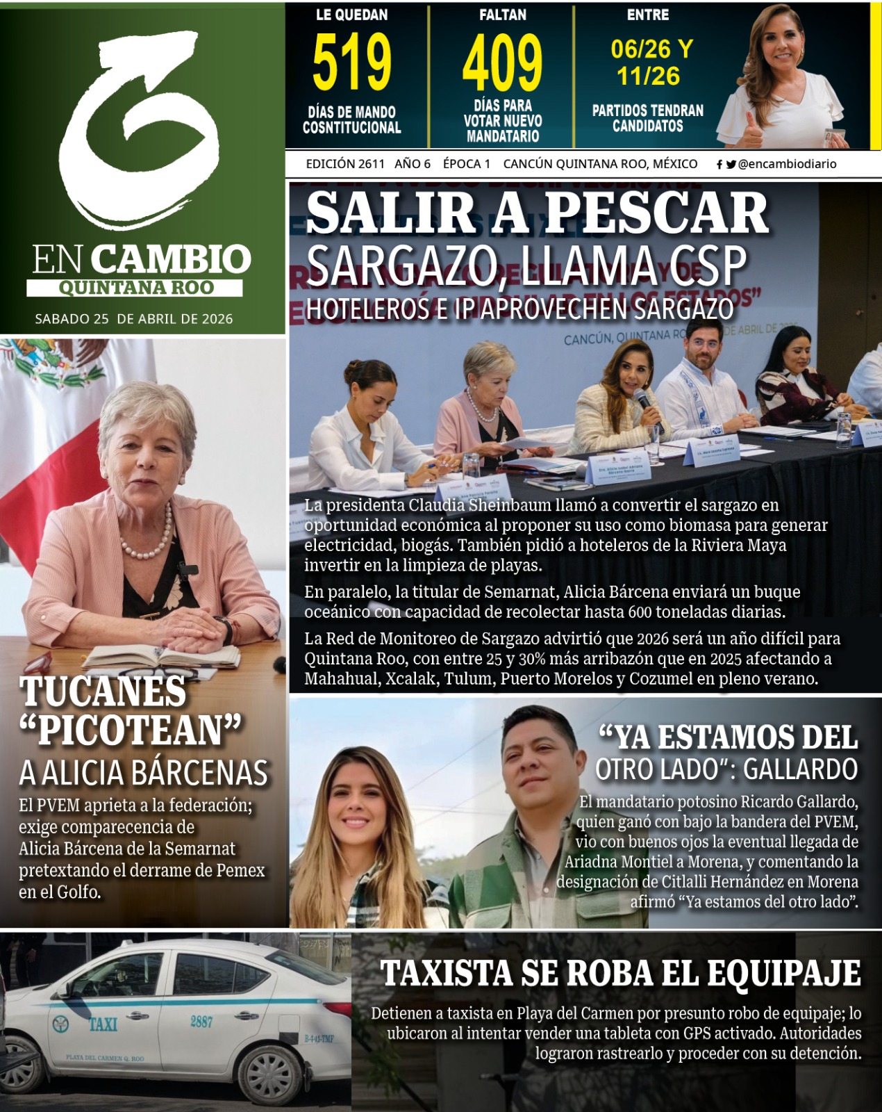 portada en cambio qroo 25 abril 2026 portada en cambio qroo 25 abril 2026