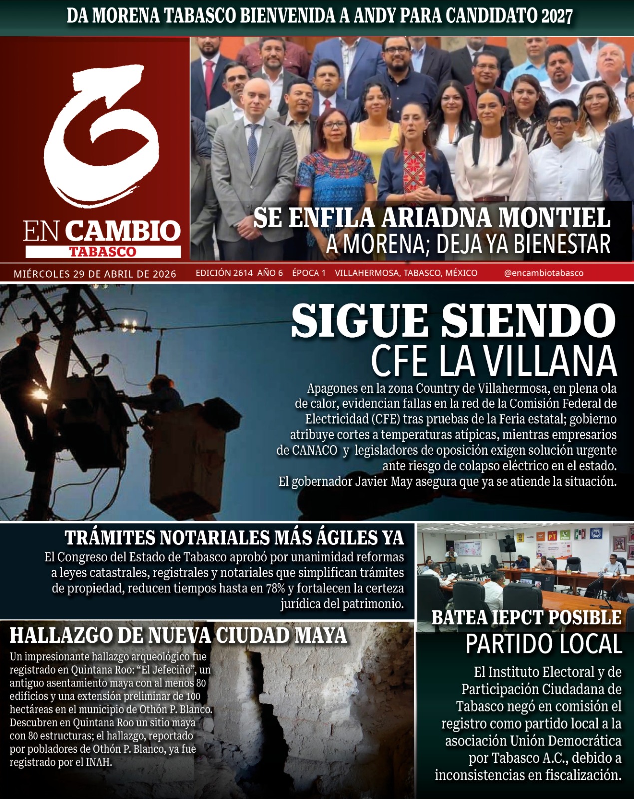 portada en cambio tabasco 29 abril 2026 portada en cambio tabasco 29 abril 2026