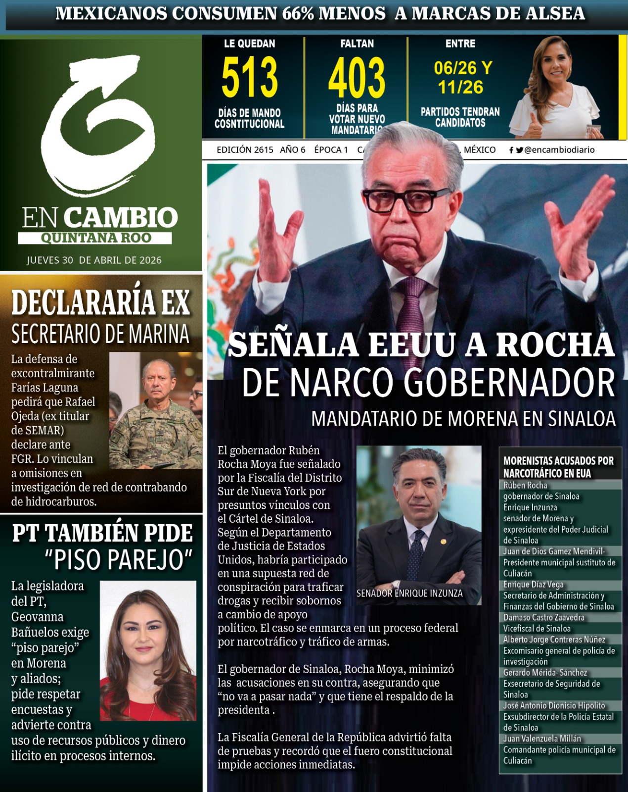portada encambio diario qroo 30 de abril 2026 portada encambio diario qroo 30 de abril 2026