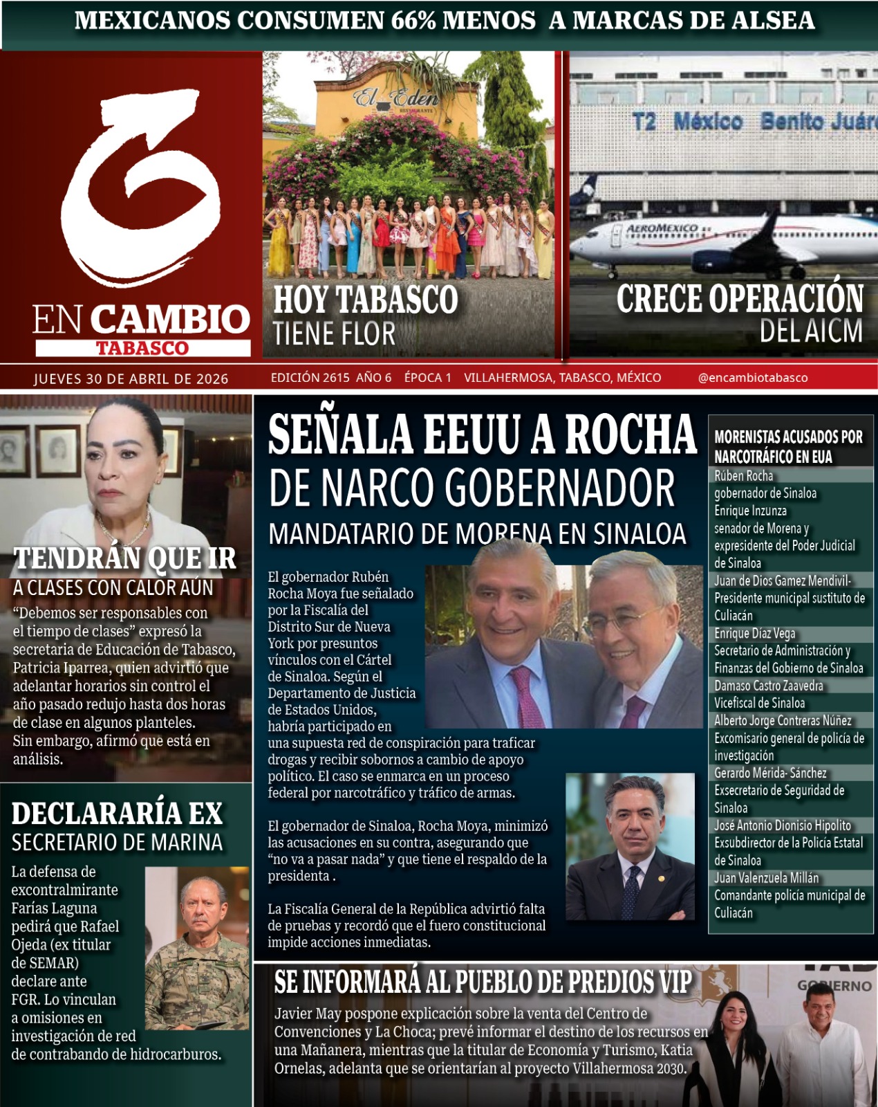 portada encambio diario tabasco 30 de abril 2026 portada encambio diario tabasco 30 de abril 2026